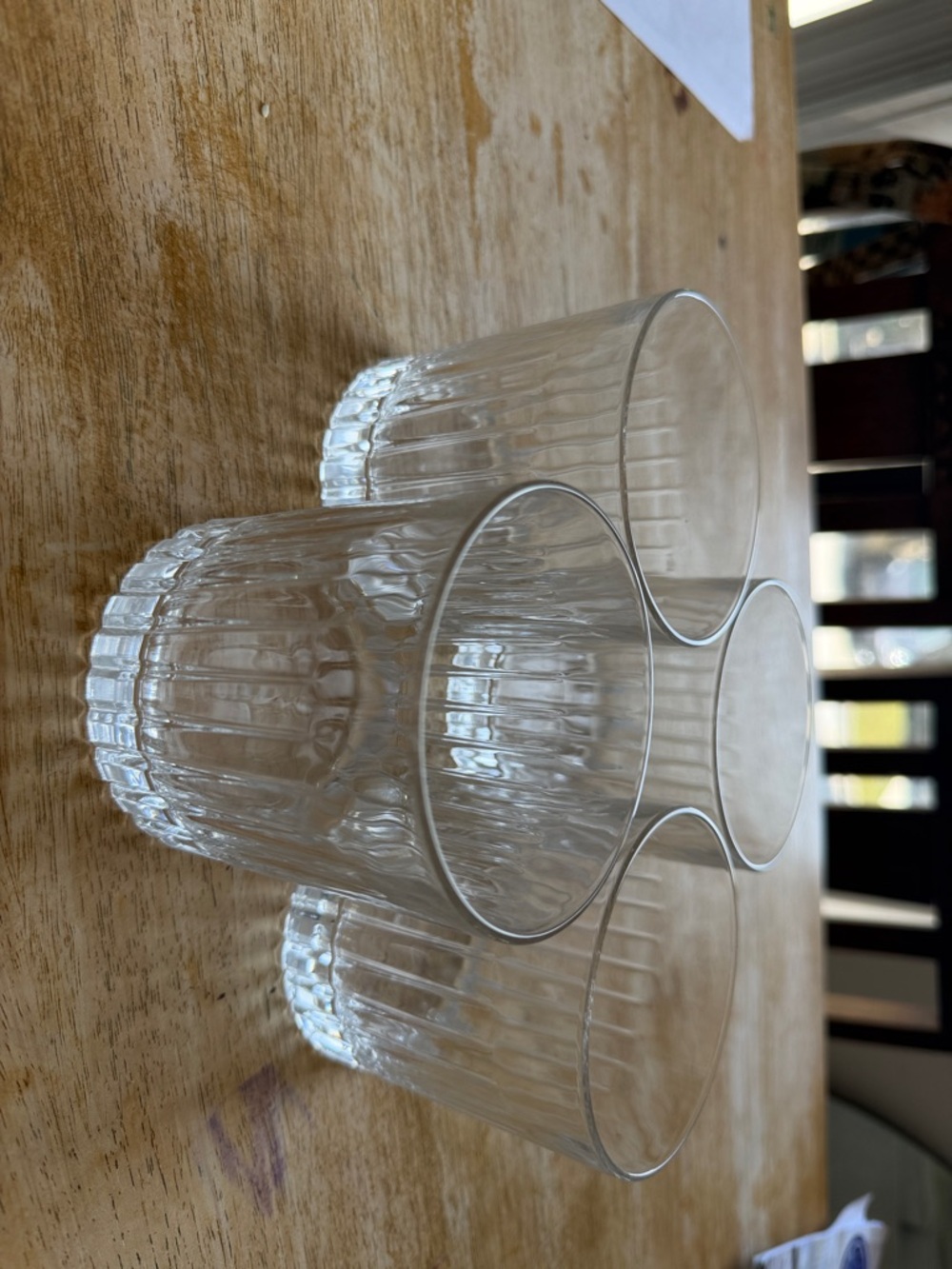 Clear Ribbed Glass Tumbler Set - 4 Pack